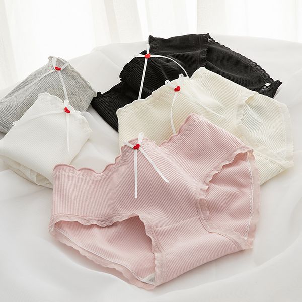 

women's panties 5 pieces/set of solid color underwear for women soft for women for mid to low end girls intimate -xl design 230407, Black;pink