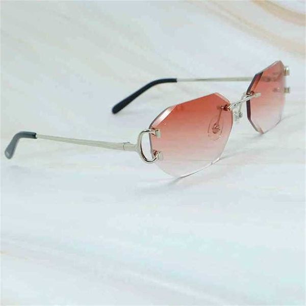 

2023 designer glasses new metal rimless luxury designer vintage sunglasses driving shades eyewear trending product gafas de sol, White;black