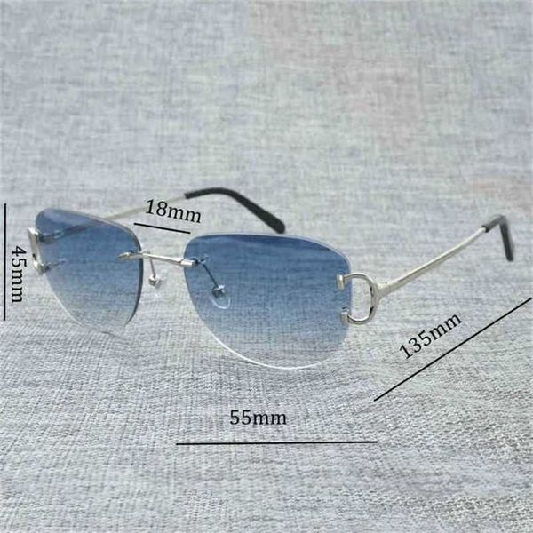 

2023 designer glasses model vintage rimless wire eyewear women for summer eyeglasses men frame oculos de sol gafas ji2s 877w sunglasses, White;black