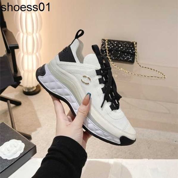 

spring and summer 2023 new little fragrant sneakers channel women's slim inside tall white daddy shoes thick soled casual shoes, Black