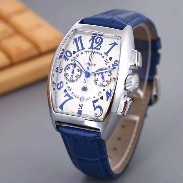 

franck wrist watches for men 2023 mens watches all dials work quartz watch luxury brand chronograph clock fm fashion leather strap, Slivery;golden