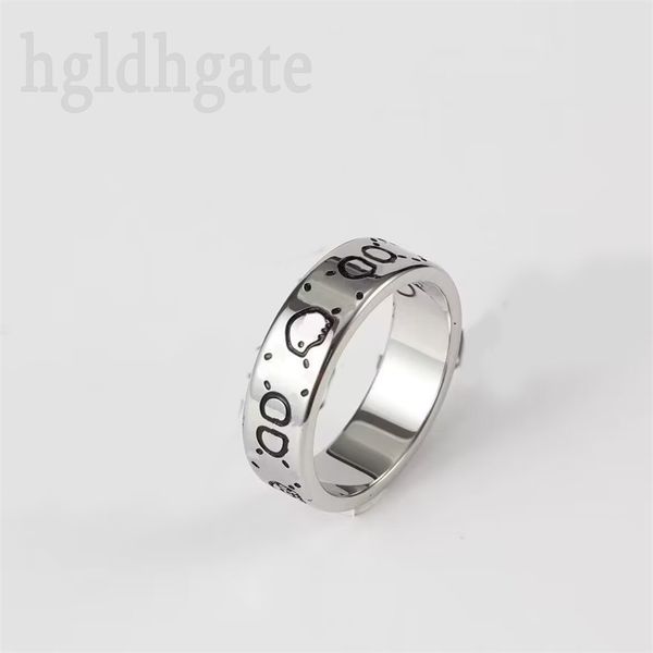 

metal engagements rings womens wedding ring halloween party vintage jewelry skull bague engraving letter vintage delicate love ring designer, Silver