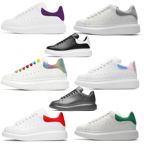 

designers casual shoes oversized lace up women men sneakers platform sole leather velvet suede white black espadrille mcqueens trainers 36-4