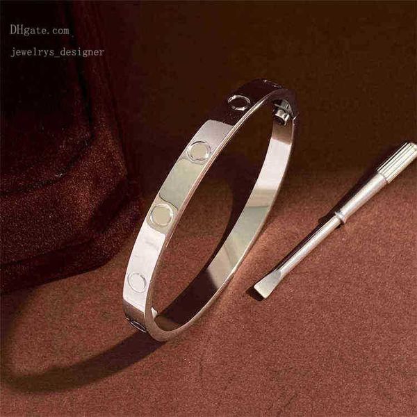 

designer bracelets women lovers bracelet silver gold bangles men luxury designer jewelry titanium steel couple simple fashion no bolt driver, Black