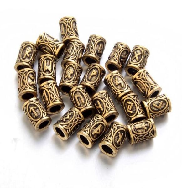 

24pcs silver norse viking runes charms beads findings for bracelets for pendant necklace for beard or hair vikings rune kits3667574, Bronze;silver