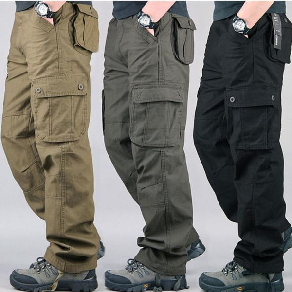 

men's pants cotton cargo pants tactical pants wide leg work clothes men's pants high-quality large size men's pants 230407, Black