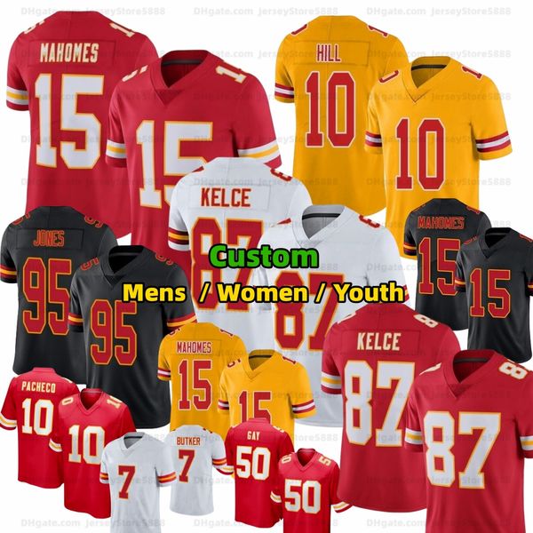 

Patrick Mahomes Travis Kelce Isiah Pacheco Football Jersey Nick Bolton Rashee Rice Kadarius Toney Creed Humphrey Chris Jones Felix Harrison Butker Anudike-Uzomah, Youth15