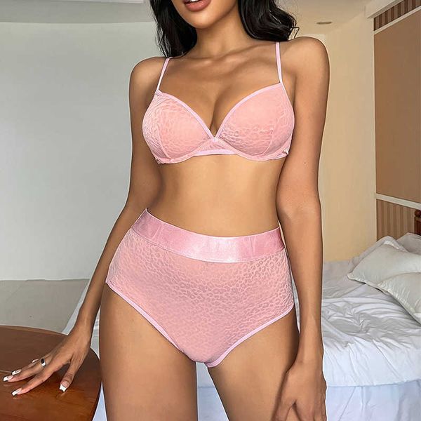 

dropshipping lingerie 2023 summer woman underwear bra 2 piece thong mesh cheetah pink set women lingerie, Red;black
