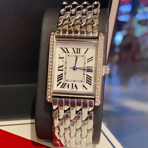 

his and luxury her watches vintage tank diamond gold platinum rectangle quartz watch stainless steel fashion valentines day gift for couple, Slivery;golden