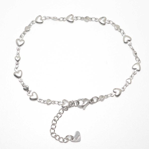 

anklets 304 stainless steel anklet silver color heart for women fashion summer beach foot jewelry21.8cm(8 5/8") long 1 piece aa230406, Red;blue