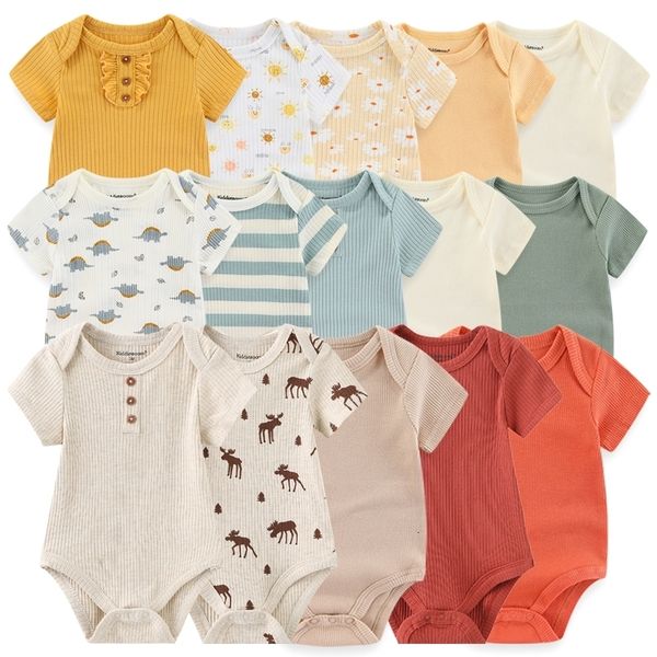 

rompers 2023 bodysuits 5pieces baby girl clothes set born cartoon cotton boy print solid color summer 230406, Blue