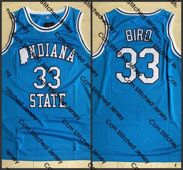 

mens indiana state sycamores #33 larry bird blue college basketball jersey, Black