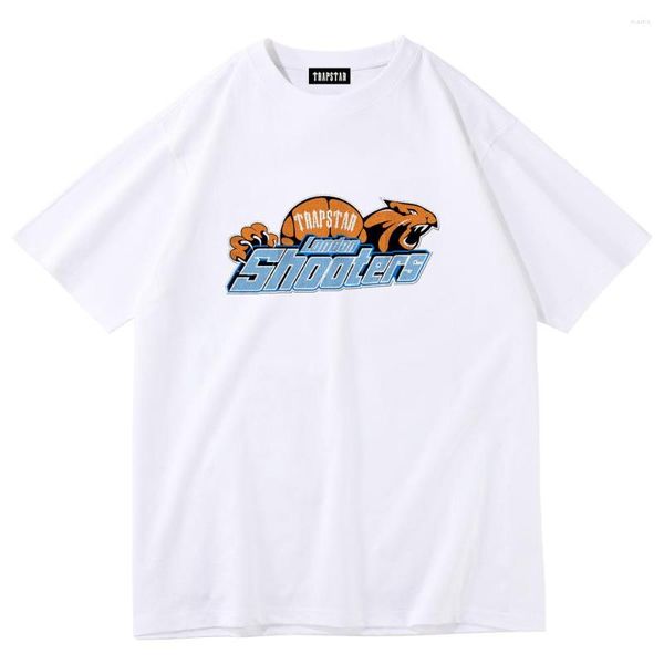 

men's t shirts trapstar letter print men's t-shirt breathable oversized short sleeve casual tee clothing soft cotton streetwear dt, White;black