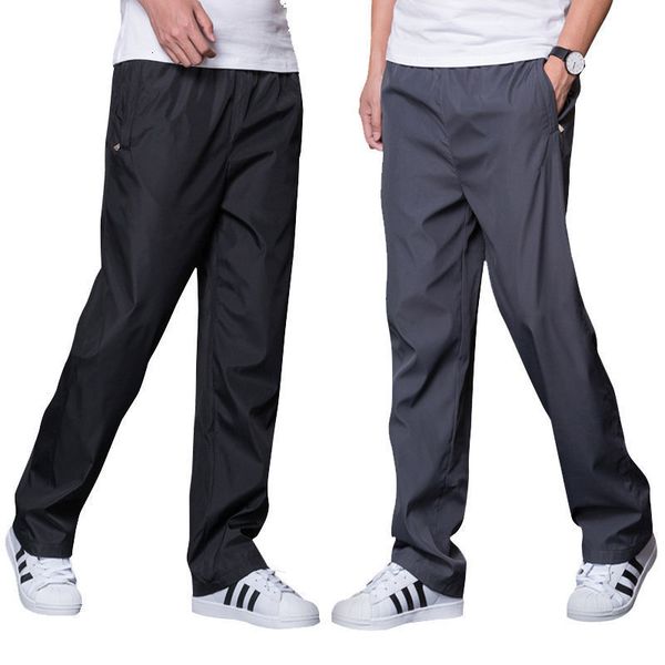 

men's pants men's quick drying pants elastic waist summer men's breathable pants polyester sports pants men's straight p, Black