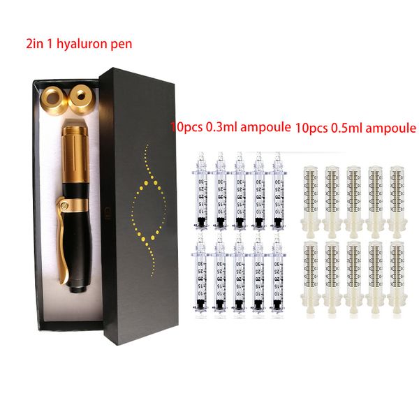 

2 in 1 hyaluron pen for mesotherapy gun lip lifting skin rejuvenation 0.3ml 0.5ml ampoule head adapter beauty tool, Black;white