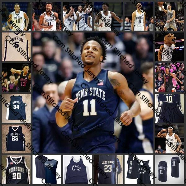 

2022 ncaa final four custom penn state nittany lions basketball jersey 11 lamar stevens 24 mike watkins 10 kyle mccloskey myles dread 0 myre, Black