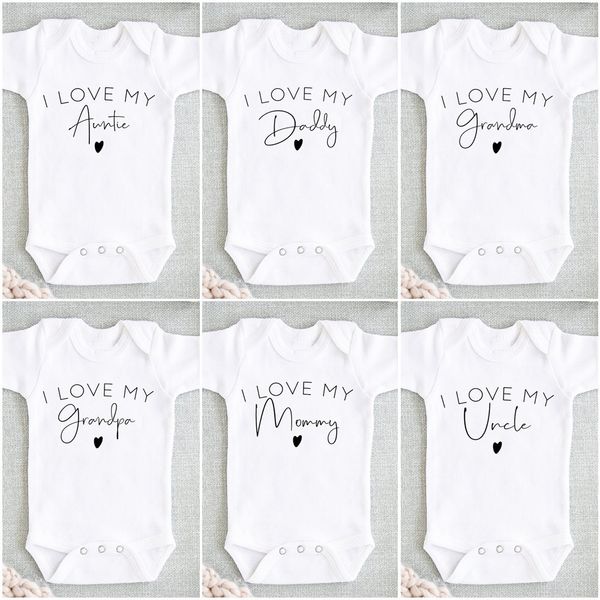 

rompers i love my dadauntiemomuncle boysgirls born baby tights born casual round neck bodysuit funny printed clothing 230406, Blue