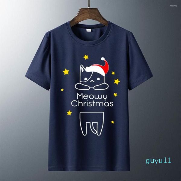 

men's t shirts meowy christmas cat mens 2012 fashion o-neck, White;black