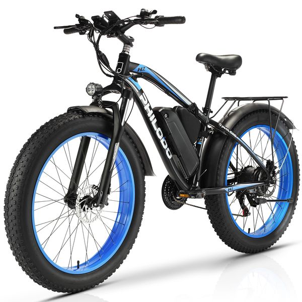 

eu stock 26 inch 1000w powerful electric bicycle hydraulic brake electric mountain bike for 840wh 31mph 17.5ah battery ebike fat tire e-bike, Silver;blue