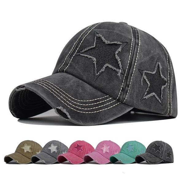 

ball caps baseball hat star pattern horsetail hip hop fitted hats for men women grinding multicolor 230407, Blue;gray