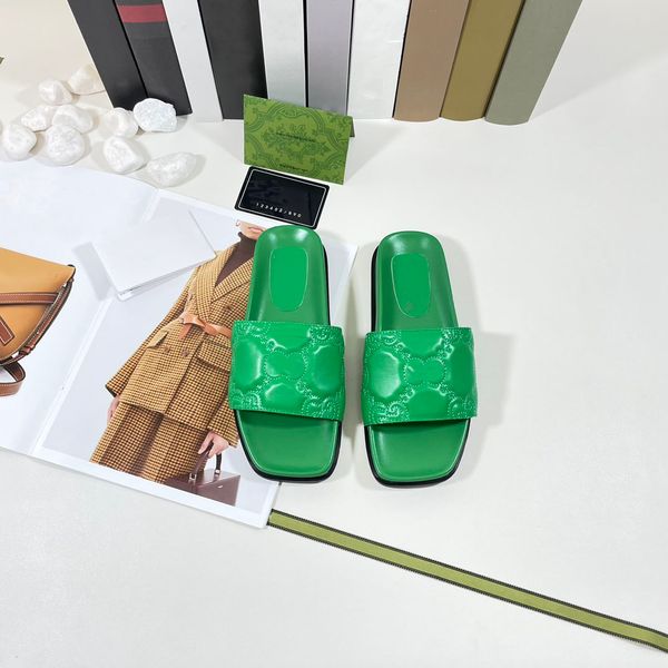 

2023 designer women's slippers luxury sandals slippers summer fashion square head print wide flat flip-flops box size 35-44, Black