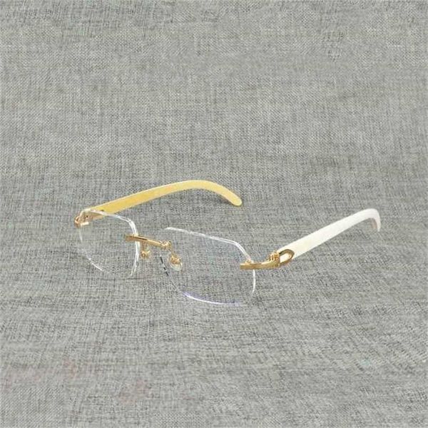 

2023 designer glasses new natural wood square bright buffalo horn oversize rimless frame for men reading optical oval oculos glasses, White;black