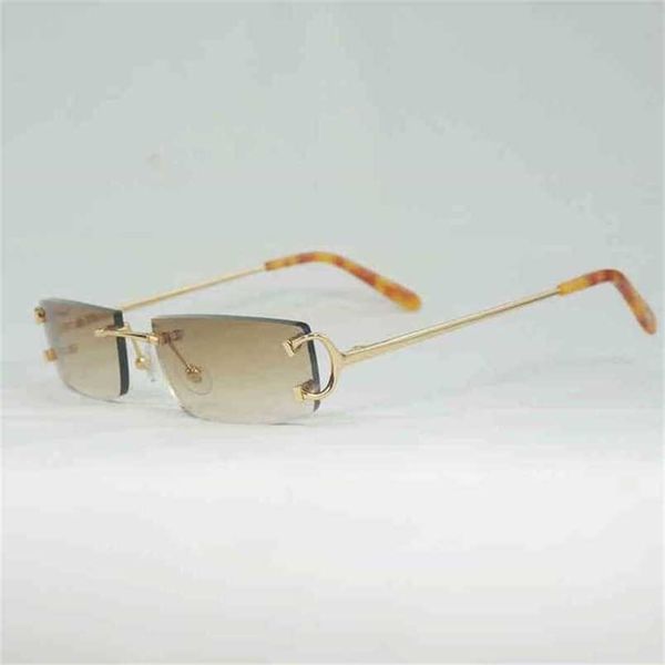 

2023 designer glasses new trendy c wire sunglasses men rimless small lens square women for outdoor club clear glasses frame culos shades, White;black