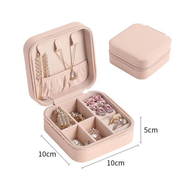 

jewelry settings organizer display travel case boxes portable box leather storage joyeros organizador de joyas 230407, Slivery;crystal