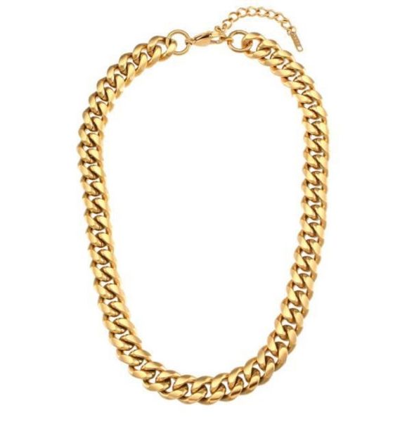 

13mm hip hop necklace 40cm women's cuban chain 18k, Black