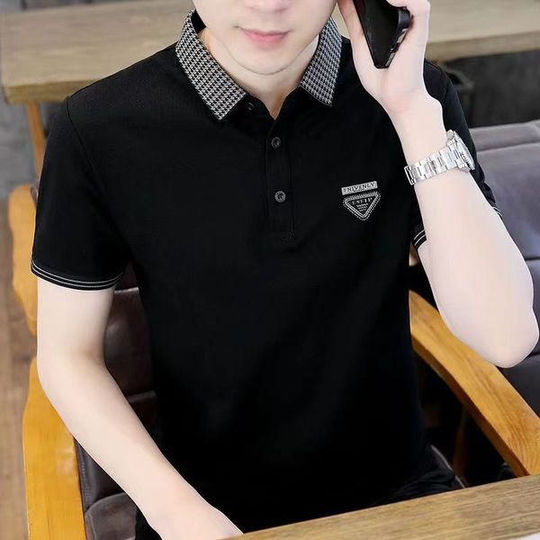 

summer men's high-end polo polo fashion short sleeved casual t-shirt, White;black
