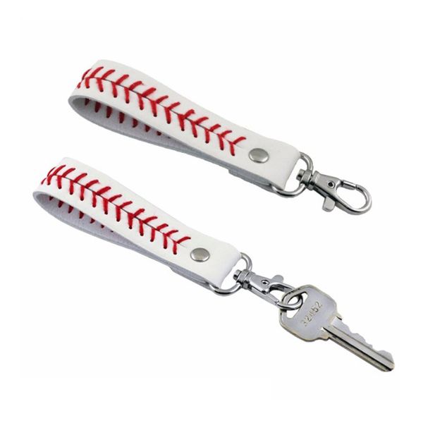 

2023 softball key ring leather stitch baseball keychain, Slivery;golden