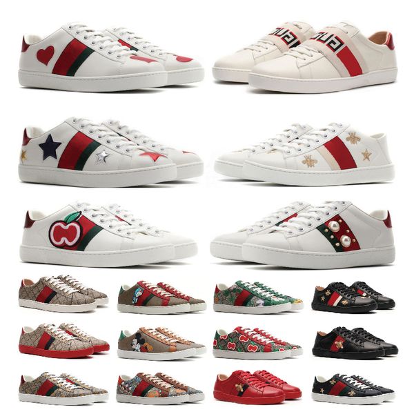 

classic mens womens casual shoes bee ace sneakers low shoe leather designer sport tiger embroidered red green white stripes trainer suitable, Black