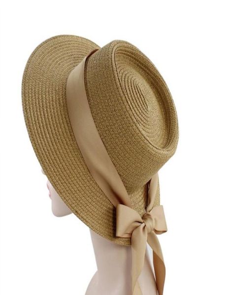 

ladies handmade natural straw hat summer beach hat for women men panama cap fashion concave flat protetion visor sun boat hats6771151, Blue;gray