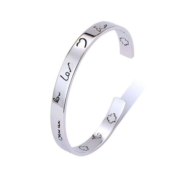 

2023 double g cuff bracelet titanium steel c-shaped opening couple bracelet female bracelet love skull head daisy valentine's day gift, White