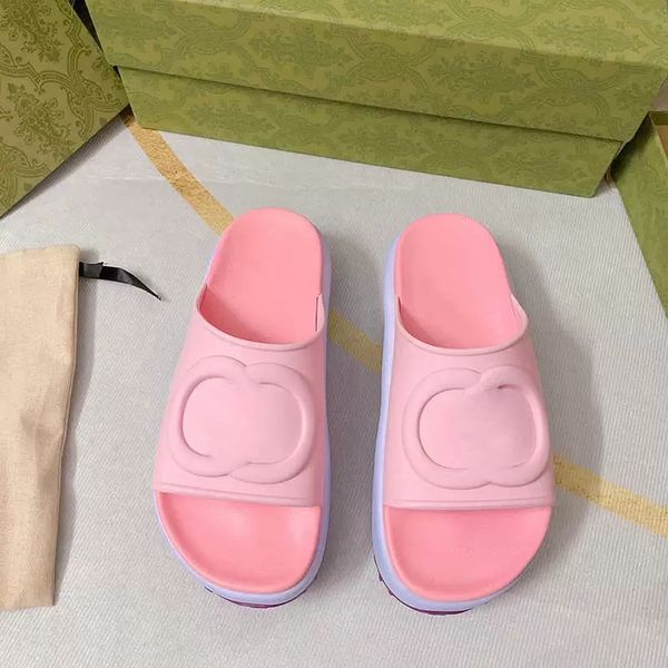 

fashionable foam slides platform white sandals interlocking g designer slipper black light pink gear bottom woman sandals house outdoor beac