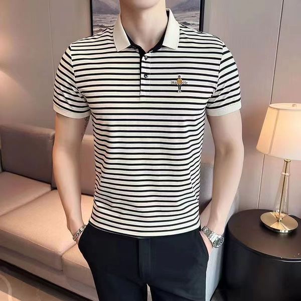 

summer men's short sleeve luxury polo fashion short sleeve casual t-shirt, White;black