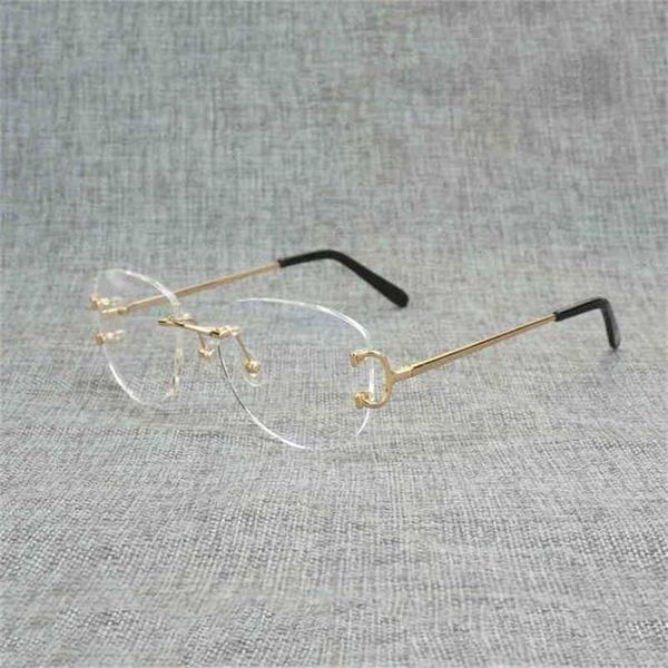 

2023 designer glasses model vintage rimless square clear men oval wire eyeglasses optical metal frame oversize eyewear women for reading ocu, White;black