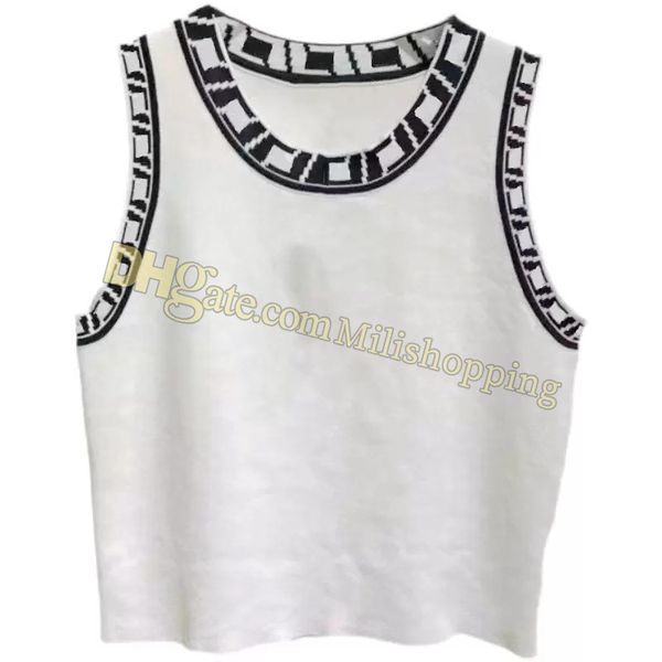 

designer f print t-shirt women's tanks & camis fashion new ice silk knitted letter jacquard tank top, Black