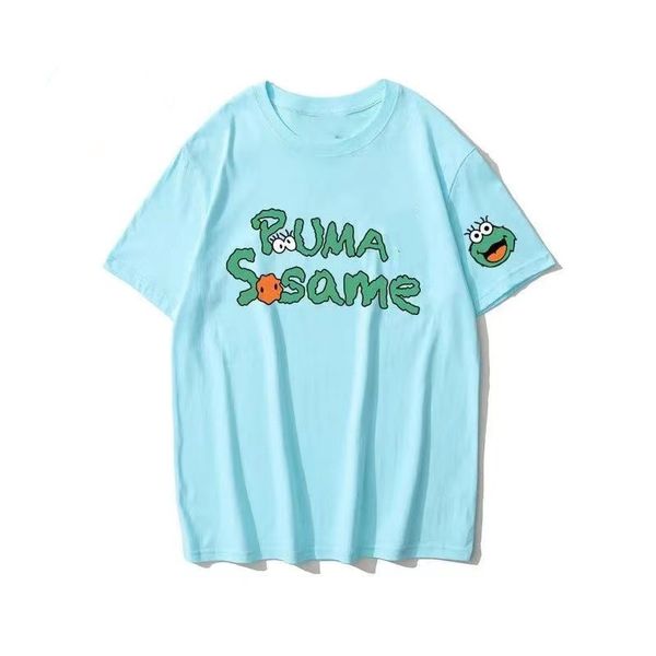

summer men's and women's round neck loose casual t-shirt, White;black