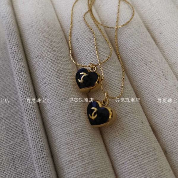 

pendant necklaces strands strings korean version plated with 18k gold small fragrant wind black love necklace fine sparkling milk cool 316 s, Silver
