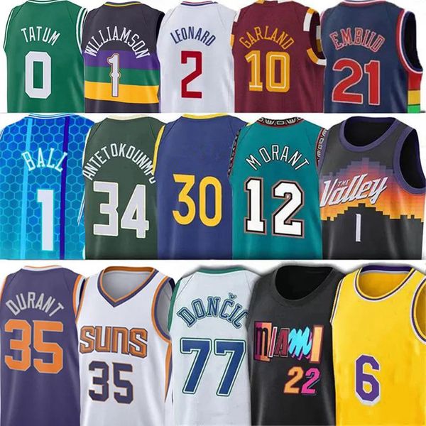 

men basketball jerseys kevin durant stephen curry jimmy butler giannis jokic ja morant jalen brunson lamelo ball devin booker luka doncic ja, Black;red