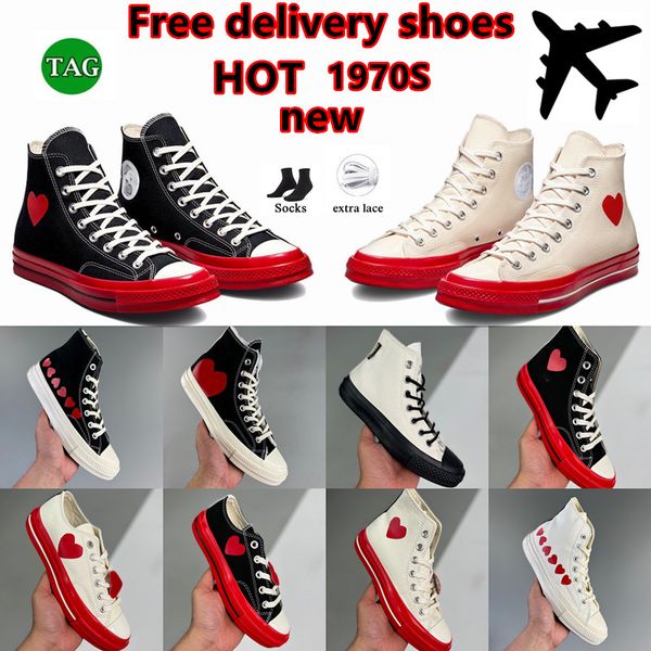 

delivery red heart casual shoes designer shoes big eyes play chuck multi hearts hi skate platform shoe classic canvas men skateboard sneaker, Black