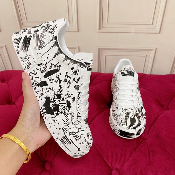 

luxury brand casual shoes vintage luxury leather trainer thick sole with color comfortable men's and 0725, Black