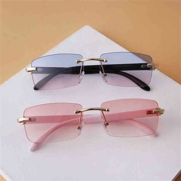 

2023 designer glasses trend women's sunglasses personality frameless street p square cut edge ocean film women factory direct sales 50%, White;black