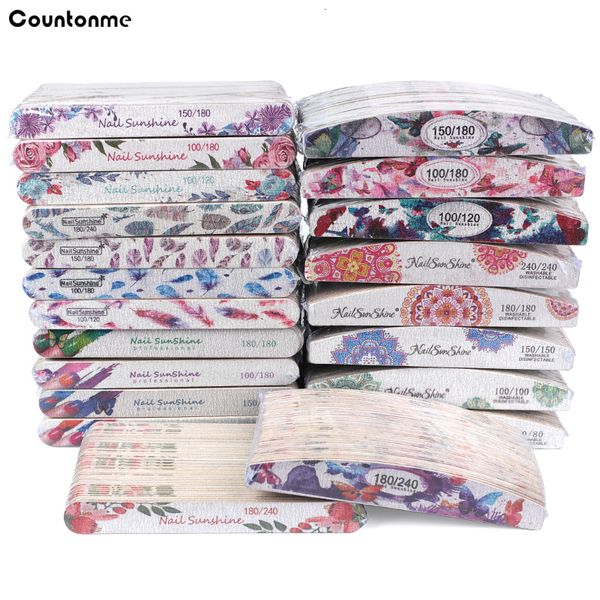 

nail files 50 pcs wood sandpaper file wooden buffer 100 120 150 180 240 strong thick boat straight flower printed manicure 230406