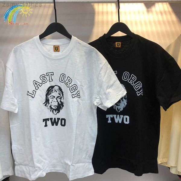 

men's t-shirts 2022 new casual o-neck human made t-shirts men women letter print short sleeve loose tees, White;black
