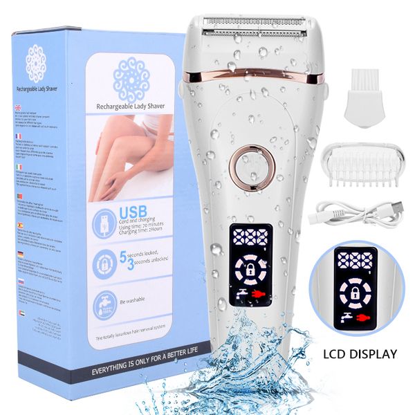 

epilator electric razor painless lady shaver for women usb charging bikini trimmer whole body waterproof lcd display wet dry using 230406