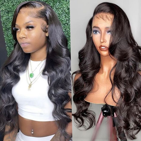 

13x6 body wave lace wig human hair wigs brazilian remy 30 32 inch water wave 5x5 transparent lace closure frontal wig for women, Black;brown