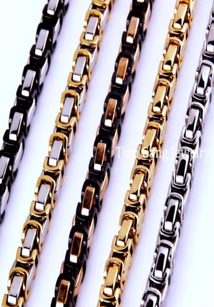 

458mm 316l stainless steel silver colorgoldblackrose gold byzantine chain mens women necklacebracelet3997986