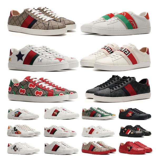 

leather designer mens womens casual shoes bee ace sneakers low shoe with box sports tiger embroidered red green red black white stripes fash
